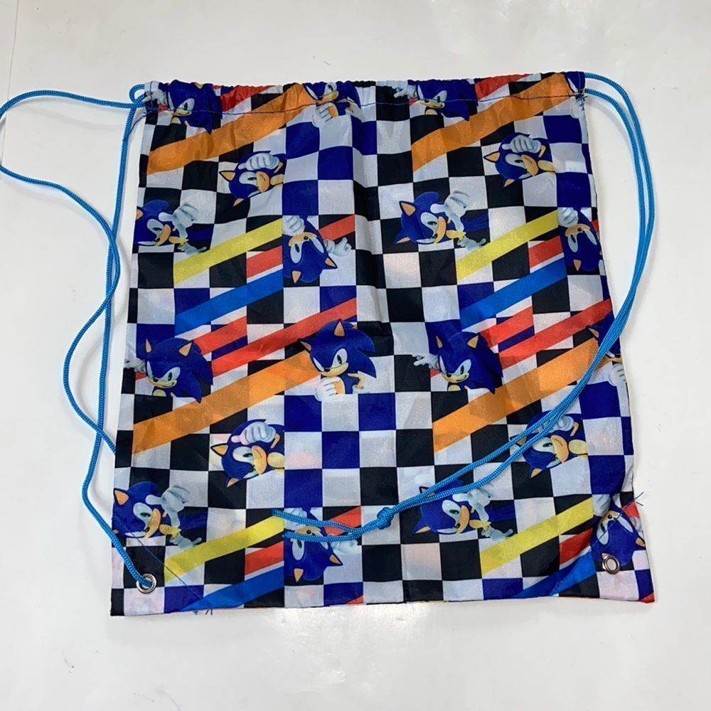 Sonic The Hedgehog Drawstring Plaid Backpack - image 1